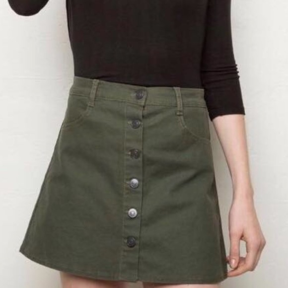 Brandy Melville Dresses & Skirts - Brandy Melville | Army Green Nanna Button Skirt